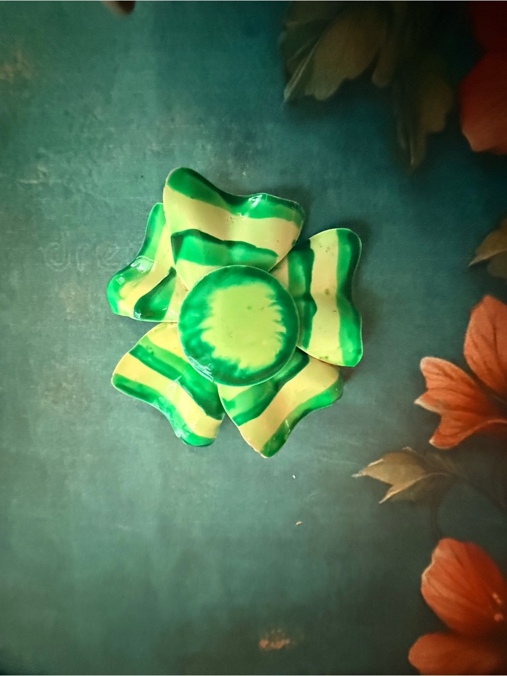Green Yellow Enamel Brooch.